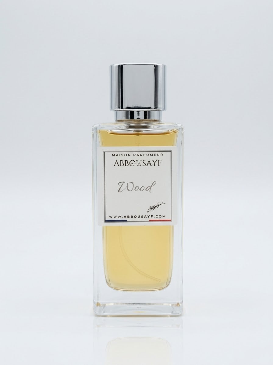 Flacon du parfum Wood d'Abbousayf, extrait de parfum homme boisé cuiré